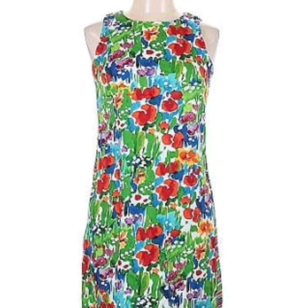 London Times Casual Watercolor Flower Print Dress
